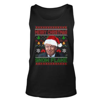 Merry Christmas Snowflake Santa Trump Xmas Ugly Sweater Tank Top - Monsterry