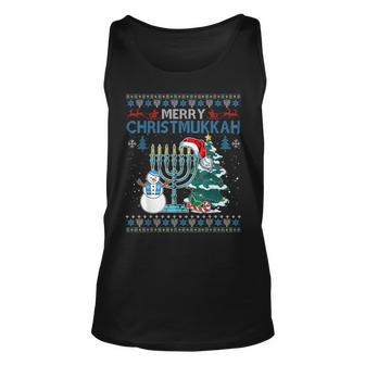 Merry Christmukkah Jewish Hanukkah Christmas Ugly Sweater Tank Top | Mazezy