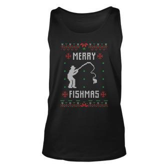 Merry Fishmas Fisherman Ugly Christmas Sweater Tank Top - Monsterry AU