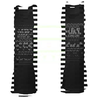 Merry Kissmyass Ugly Sweater Christmas Xmas Tank Top | Mazezy