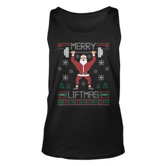 Merry Liftmas Ugly Christmas Sweater Santa Claus Gym Workout Tank Top | Mazezy