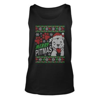Merry Pitmas Pitbull Ugly Sweater Pitbull Christmas Xmas Tank Top - Monsterry AU