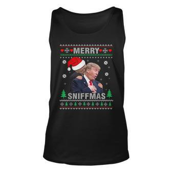 Merry Sniffmas Christmas Anti Biden Ugly Christmas Sweater Tank Top - Monsterry AU