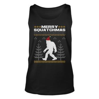 Merry Squatchmas Bigfoot Santa Claus Ugly Christmas Sweater Tank Top | Mazezy