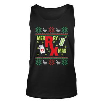 Merry Xmas Pharmacy Tech Pharmacist Ugly Christmas Sweater Tank Top - Monsterry