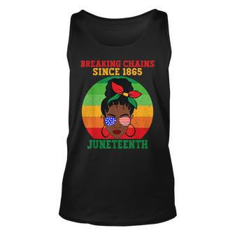 Messy Bun Junenth Breaking Chains Bandana Afro Sunglasses Unisex Tank Top | Mazezy