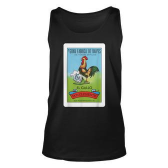 Mexican El Gallo Bingo Card Game Traditional Rooster Tank Top | Mazezy