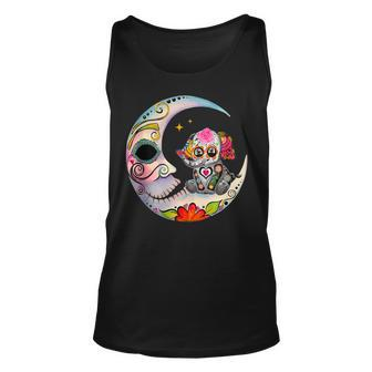 Mexican Sugar Skull Elephant Moon Dia De Muertos Halloween Tank Top | Mazezy UK