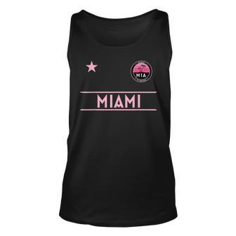 Miami Palm Tree Sunset Mini Pink Badge - Designer Edition Unisex Tank Top | Mazezy