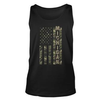 Michigan United States Distressed Camo W Us Flag Tank Top - Seseable