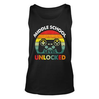 Middle School Level Unlocked Gamer First Day Of School Boys Tank Top | Mazezy