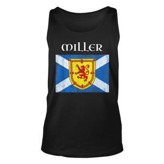 Miller Scottish Clan Name T Lion Flag Miller Funny Gifts Unisex Tank Top | Mazezy