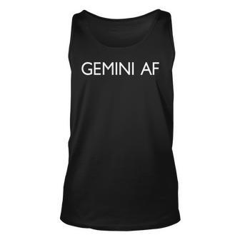 Minimalist Gemini Af Gift Astrology May Bday June Birthday Unisex Tank Top | Mazezy