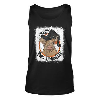 Moo I Mean Boo Ghost Witch Cow Bleached Halloween Tank Top - Monsterry UK