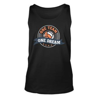 Motivational Quote College Volleyball One Team One Dream Unisex Tank Top | Mazezy