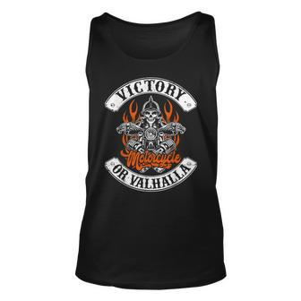 Motorcycle Norse Viking Victory Or Valhalla Men Dad Unisex Tank Top | Mazezy