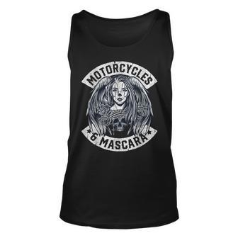 Motorcycles And Mascara Cute Motorcycle Chick Biker Girl Unisex Tank Top | Mazezy