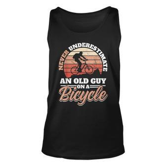 Mountainbike Mtb Never Underestimate An Old Guy On A Bicycle Unisex Tank Top - Seseable