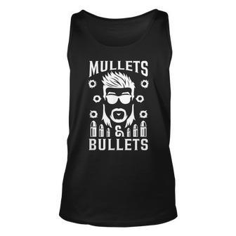 Mullets And Bullets Mullet Pride - Funny Redneck Unisex Tank Top | Mazezy