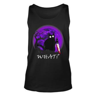 What Murderous Cat Holding Knife Halloween Costume Tank Top | Mazezy