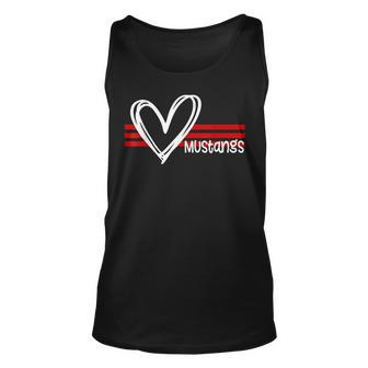 Mustangs Pride Sport Team School Spirit Red Heart Tank Top - Seseable