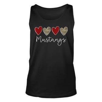 Mustangs Team School Spirit Sports Leopard Hearts In Maroon Tank Top - Monsterry