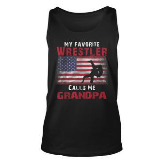 My Favorite Wrestler Calls Me Grandpa Fathers Day Usa Flag Unisex Tank Top