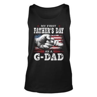 My First Fathers Day As A G Dad American Flag New Grandpa Unisex Tank Top | Mazezy
