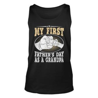 My First Fathers Day As A Grandpa Grandfather Fathers Day Unisex Tank Top | Mazezy