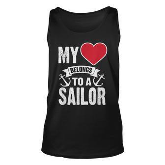 My Heart Belongs To A Sailor Anchor Cute Unisex Tank Top | Mazezy