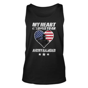 My Heart Belongs To An Army Ranger Flag America Unisex Tank Top | Mazezy