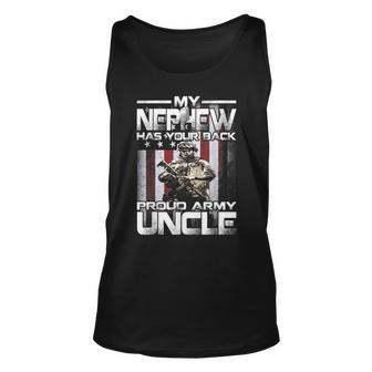 My Nephew Has Your Back Proud Army Uncle Unisex Tank Top | Mazezy