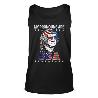 My Pronouns Are Usa Flag 4Th Of July Usa Funny Gifts Unisex Tank Top | Mazezy