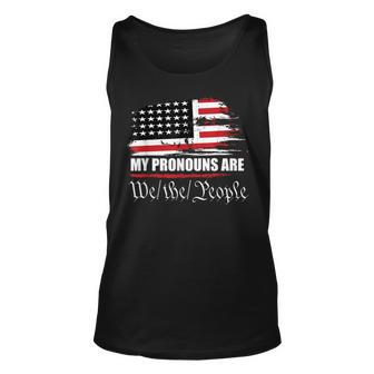 My Pronouns Are We The People Usa Citizens Flag Colors Unisex Tank Top - Thegiftio UK