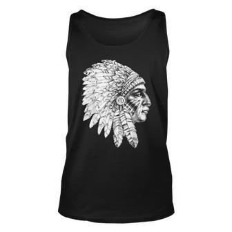 Native American Feather Headdress America Indian Chief Unisex Tank Top - Monsterry AU