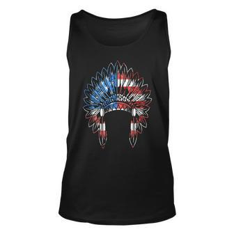 Native American Feather Headdress Indian Chief Usa America Unisex Tank Top | Mazezy