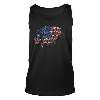 Native American Flag Red White Blue Headdress Distressed Unisex Tank Top | Mazezy