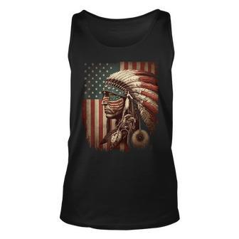 Native American Indian Chief American Usa Flag Native American Tank Top | Mazezy
