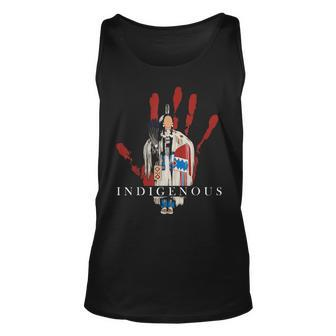 Native American Indigenous Red Hand Indian Blood Themed Unisex Tank Top - Seseable