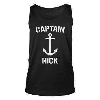 Nautical Captain Nick Personalized Boat Anchor Unisex Tank Top | Mazezy CA