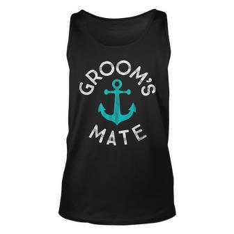 Nautical Groomsmen Gift Wedding Party Grooms Mate Anchor Unisex Tank Top | Mazezy CA