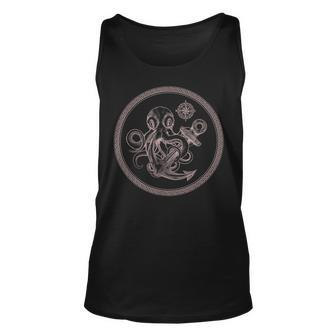 Nautical Octopus With Anchor And Compass Unisex Tank Top | Mazezy