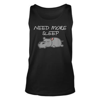 Need More Sleep Funny Hippo Pajama For Bedtime Unisex Tank Top - Thegiftio UK