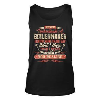Never Underestimate A Boilermaker T Boilermaker Funny Gifts Unisex Tank Top | Mazezy
