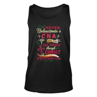 Never Underestimate A Cna Who Does All Things Unisex Tank Top - Seseable