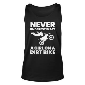 Never Underestimate A Girl On A Dirt Bike Dirt Biking Unisex Tank Top | Mazezy