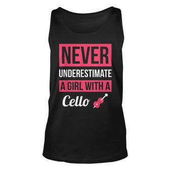 Never Underestimate A Girl With A Cello T Cello Gift Unisex Tank Top | Mazezy