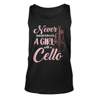 Never Underestimate A Girl With A Cello Unisex Tank Top | Mazezy