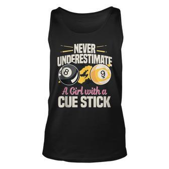 Never Underestimate A Girl With A Cue Stick Pool Player Unisex Tank Top - Seseable