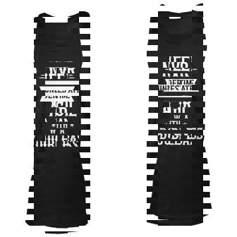 Never Underestimate A Girl With A Double Bass Funny Gift Unisex Tank Top - Seseable